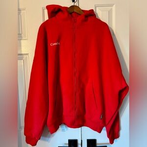 New Unisex Red Zip Hoodie size Large (fits sizes L to XXL)